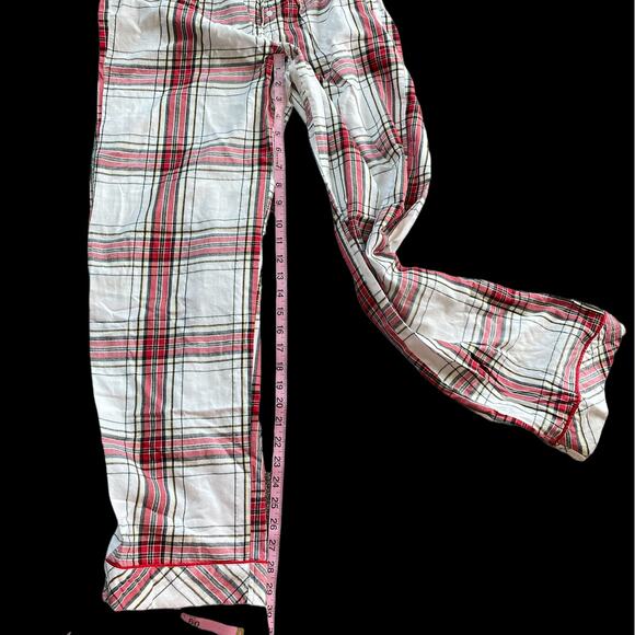 EUC Victoria's Secret Long Sleeve Plaid Pajama Set Mint Red Size Small - Picture 3 of 8